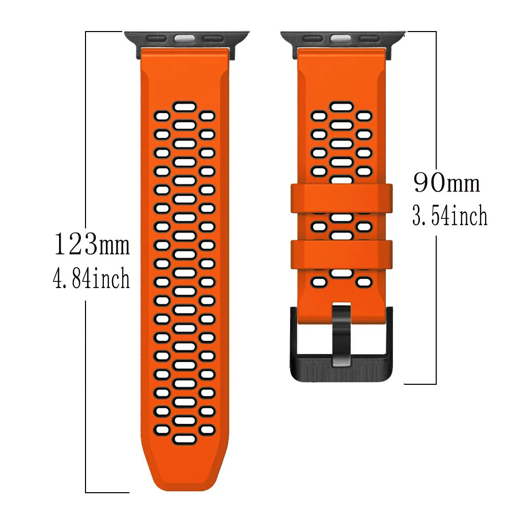 Sport Silicone Strap for Apple Watch Ultra 2 (49mm) & Series 9/8/7/SE/6 (45mm, 44mm, 42mm) - Durable Bracelet Wristband Accessory