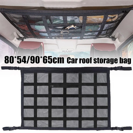 Strong Load-Bearing Car Ceiling Cargo Net : Mesh Roof Storage Organizer for Large Capacity Space Saving - Car Ceiling Storage Solution