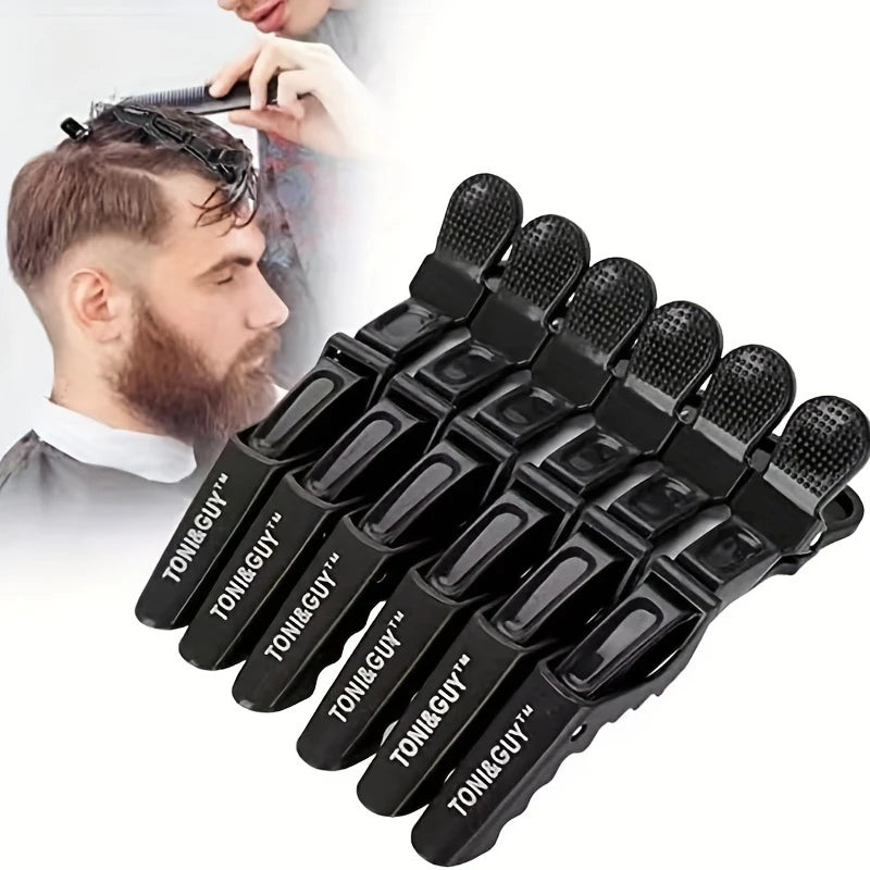 6pcs Black Matte Hair Sectioning Clip Clamp - Hairdressing Salon Tool Hair Grip