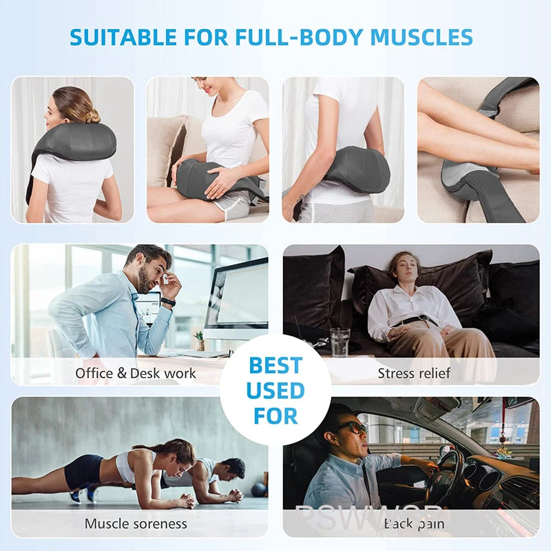 U-Shape Shiatsu Electric Massager: Back Shoulder and Neck Massager with Heat - Deep Tissue Kneading Pillow Massage