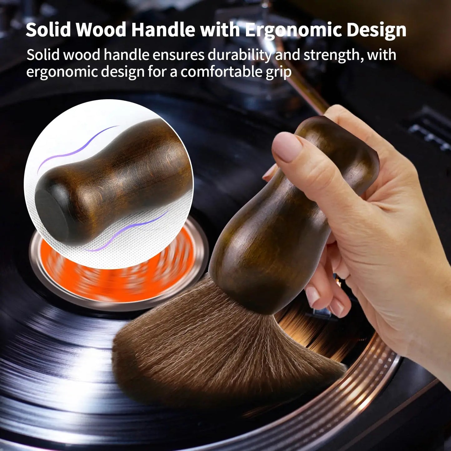 Dust-Free Sound: Vinyl Record Cleaner Brush - Anti-Static Cleaning for Albums, LPs, CDs, Cartridges, Keyboards, and Camera Lenses