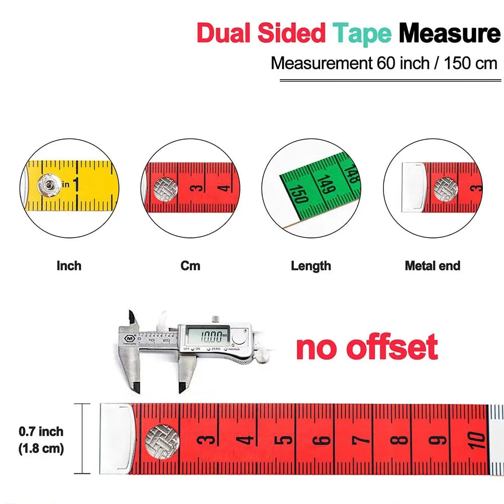 Germany Quality Soft Tape Measure with Snap Fasteners - Dual Sided Multicolor Measuring Tape for Needlework & Sewing Projects