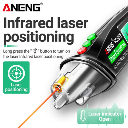 ANENG VC1019 DC/AC Test Pen - Voice Broadcast Voltage Detector | 12-1000V Non-Contact Electric Tester Meter Tools