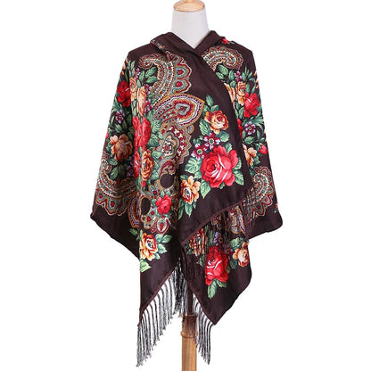 2024 Designer Print Shawls for Women - Winter Scarf Pashmina with Floral Design, Warm Hijab Wraps, Bufandas Foulard, Travel Stoles