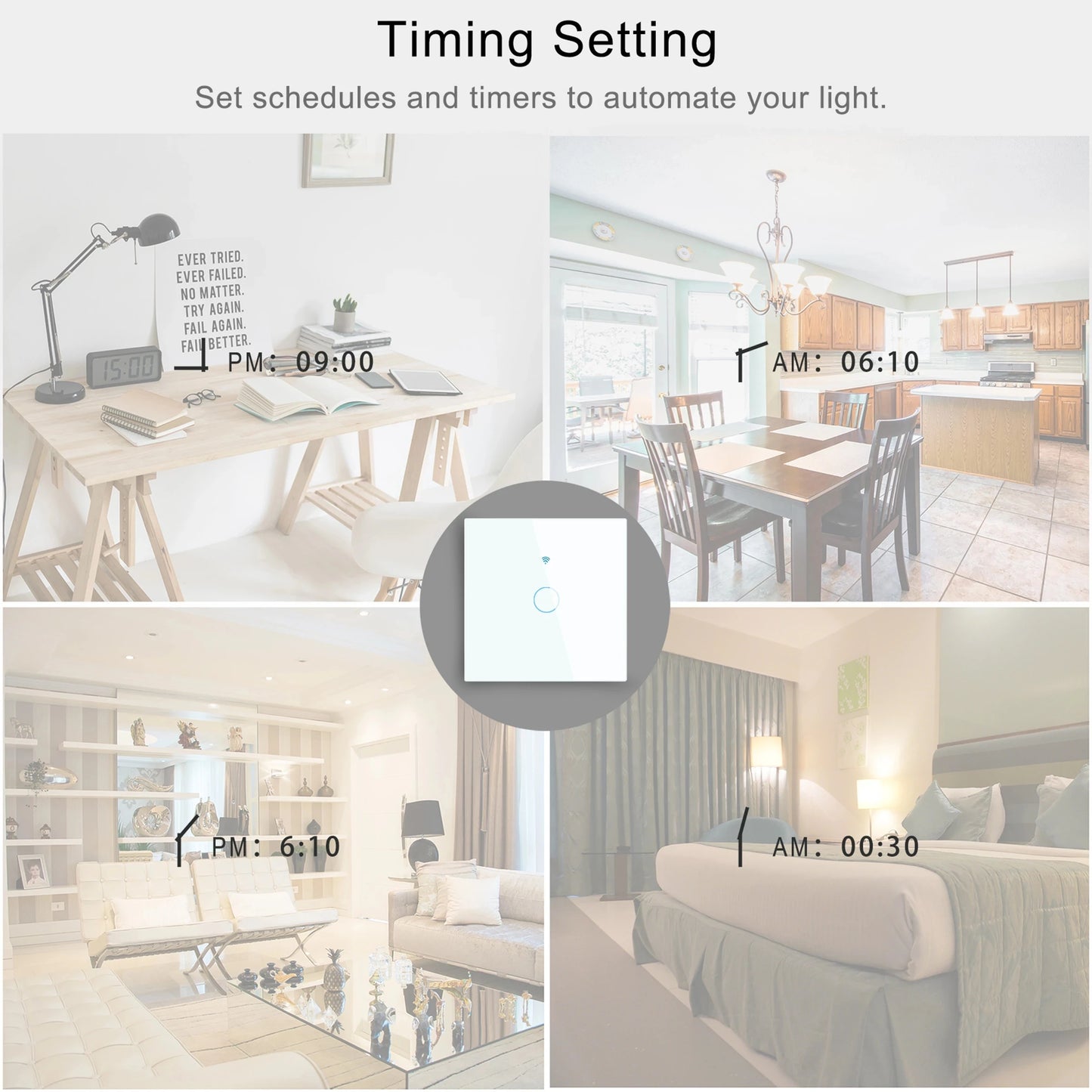 Mobu Tuya WiFi Touch Switch - Smart Wall Light Switch for EU Smart Home - Alexa Google Home Compatible - 433RF WiFi Remote - 1/2/3 Gang