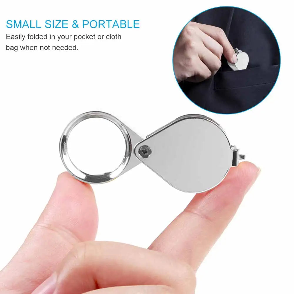 10x20x 30x Jewelry Magnifying Glass Pocket Folding Loupe | Mini Diamond Lupa Lens Triplet Eye Glass Tool | Reading Glasses