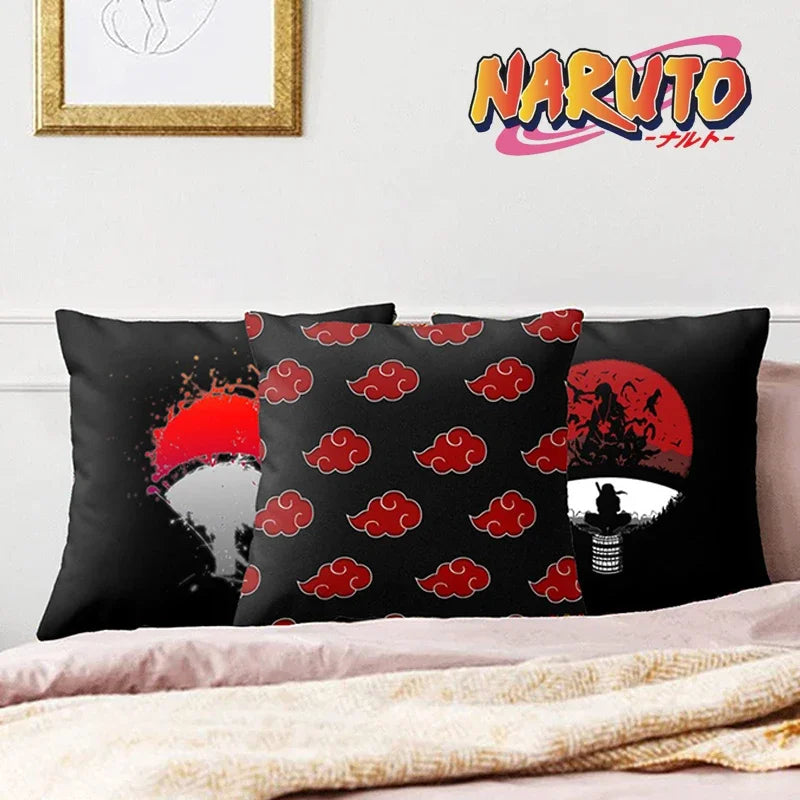 Anime Naruto Uchiha Itachi Printed Pillow Case - Red Cloud Action Figures Square Cushion Cover for Sofa Decor, Toy Gift