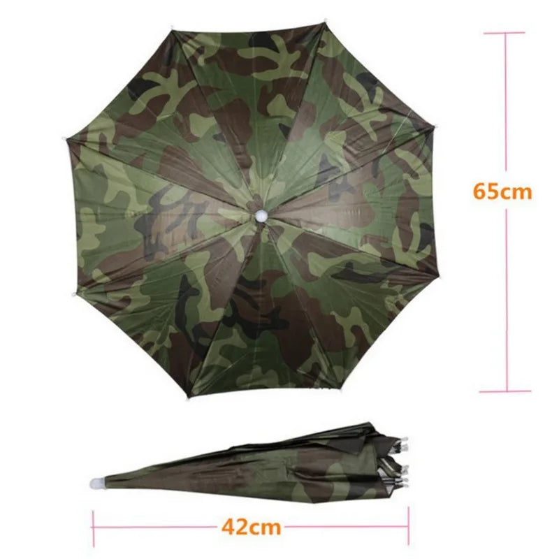 30cm Camouflage Silver Rubber Hat with Umbrella for Fishing - Camouflage Fishing Umbrella