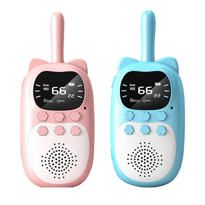 2PCS Kids Walkie Talkies - Rechargeable 1000mAh Handheld Radio, 3km Range, 0.5W Interphone, Perfect Children’s Toy and Birthday Gift