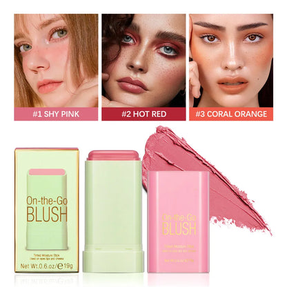 Multi-function Blush Stick: Natural Cheek Face Rouge Blusher Cream - Long-lasting, High Color Rendering, Waterproof, Skin Tone Brightening