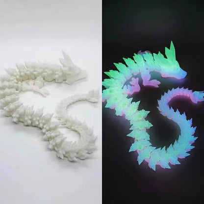 3D Printed Crystal Dragon Fidget Toy - Rotatable Articulated Figure in Radiant Colors, Available in 30/45/60CM