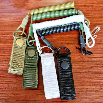 Elastic Lanyard Rope – Tactical Anti-Lost Spring Safety Strap for Key Rings, Chains, Flashlights, and Hunting Accessories