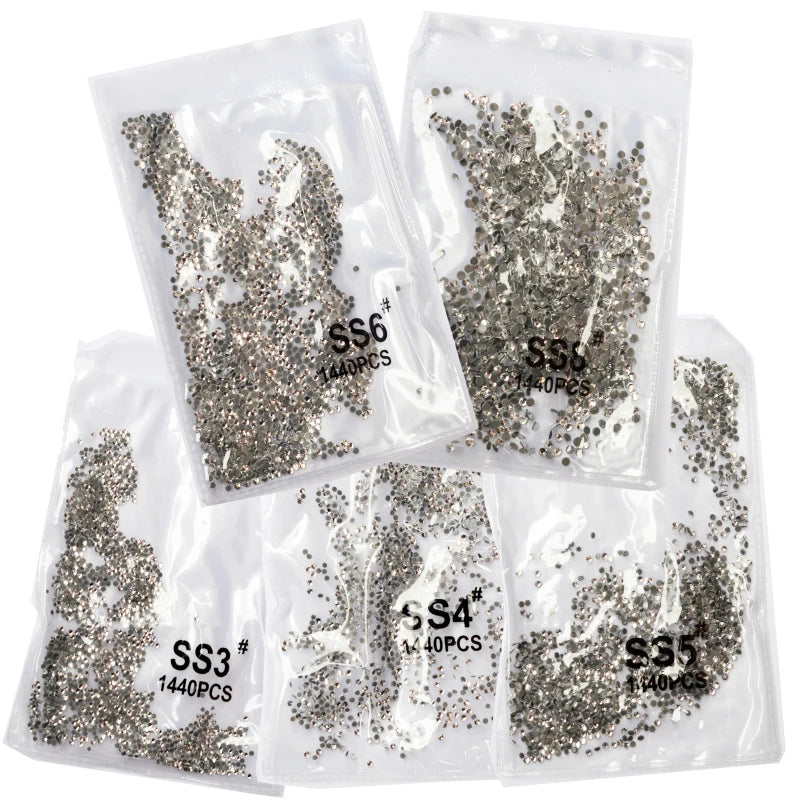 SS3-SS8 1440pcs Clear Crystal AB Gold 3D Non HotFix Flatback Nail Art Rhinestones: Decorations for Shoes, Dancing, and More