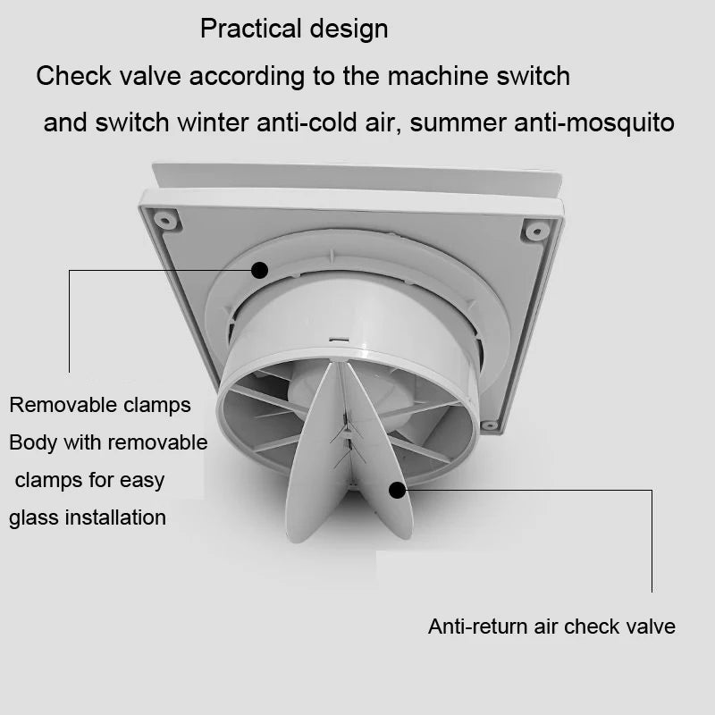 High Speed Exhaust Fan - 4/6 Inch Toilet Kitchen Bathroom Hanging Wall Window Ventilator Extractor with Remote Control