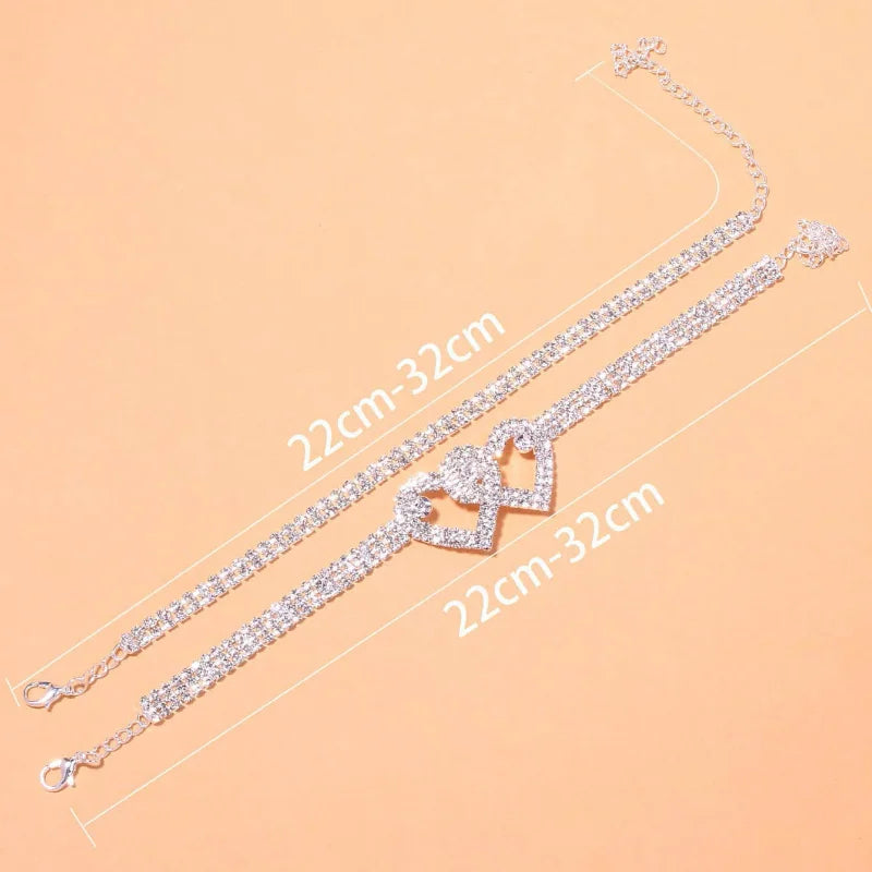 Dazzling Cubic Zirconia Silver Chain Anklet - Fashionable Ankle Bracelet for Women, Barefoot Sandals Foot Jewelry