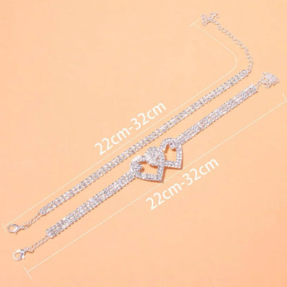 Dazzling Cubic Zirconia Silver Chain Anklet - Fashionable Ankle Bracelet for Women, Barefoot Sandals Foot Jewelry