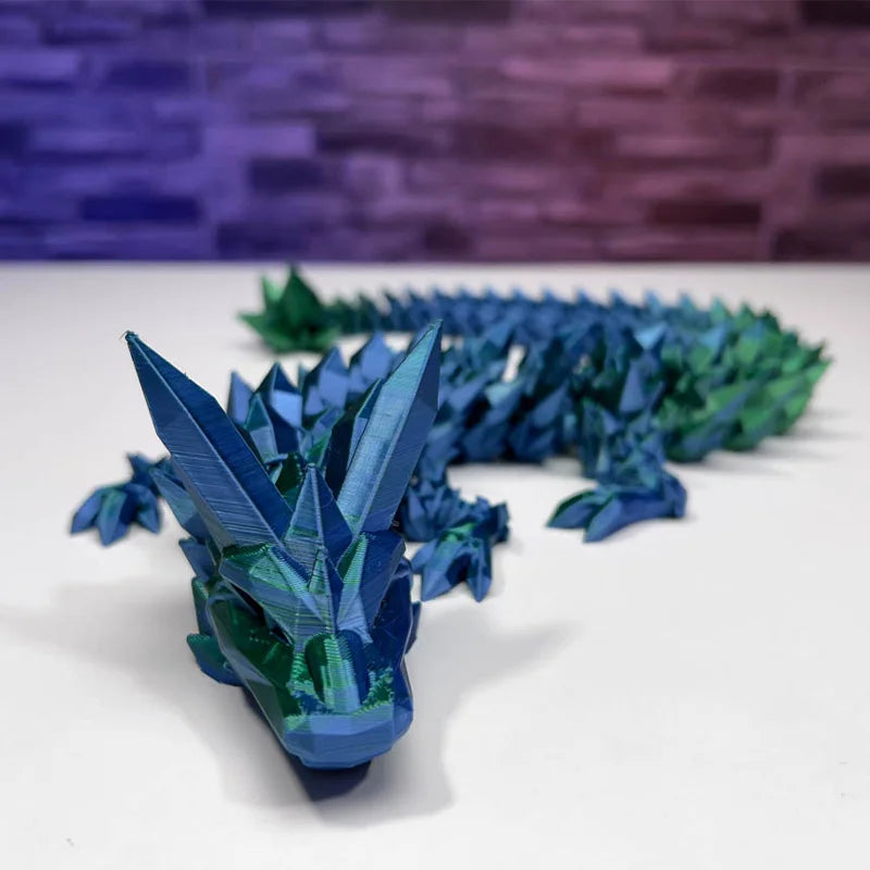 3D Printed Crystal Dragon Fidget Toy - Rotatable Articulated Figure in Radiant Colors, Available in 30/45/60CM