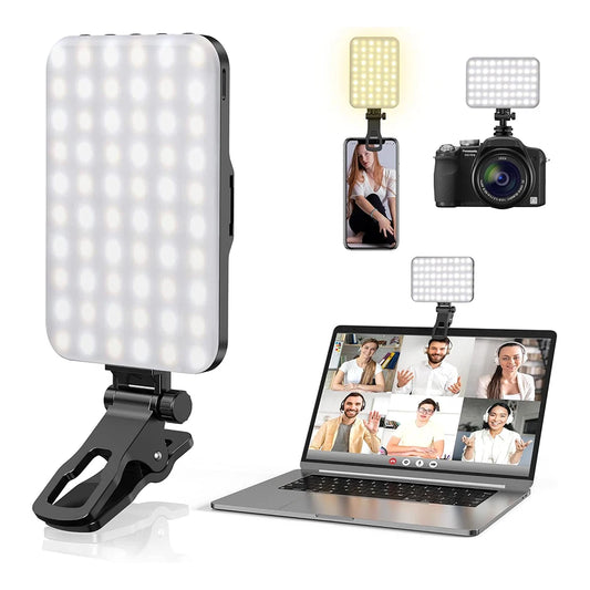 Minifocus Selfie Light | 60 LED 2200mAh Rechargeable Fill Light for Cell Phone | 7 Modes, 10-Level Brightness | Portable Clip-on Light