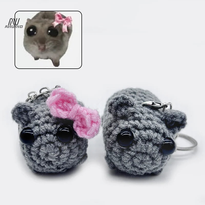 Meme Sad Hamster Plush Toy - Sad Hamster Key Chain, Funny Pendant Keyring for Bags, Jewelry Accessories, and Fan Gifts