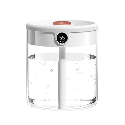 2L Double Spray Humidifier – USB Large Capacity Home & Office – Mute Bedroom Humidifier with Night Light & Digital Display