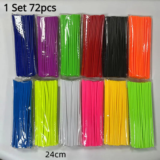 72Pcs Motorcycle Wheel Spoke Protector Wraps: Rims Skin Trim Covers for Motocross Bicycle - Cool Accessories in 11 Colors