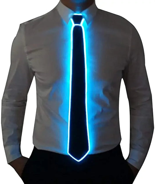 EL Wire Black Neon LED Bow Tie | Luminous Men's Gift for Wedding Party Decor | Boys Kids Neckwear