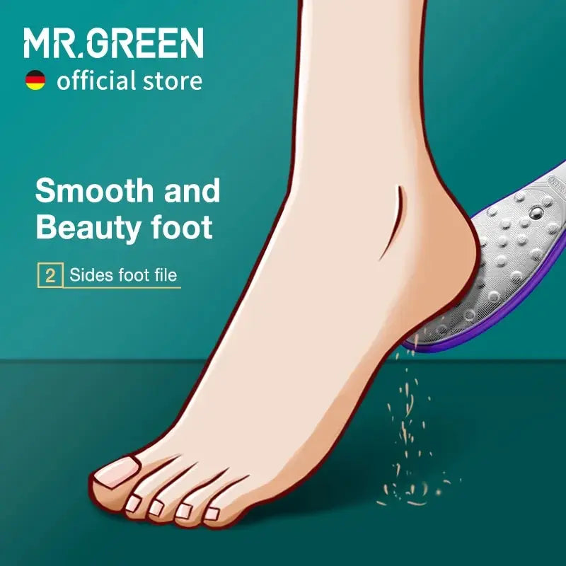 MR.GREEN Professional Double-Sided Foot File - Stainless Steel Pedicure Tool for Dead Skin and Callus Removal