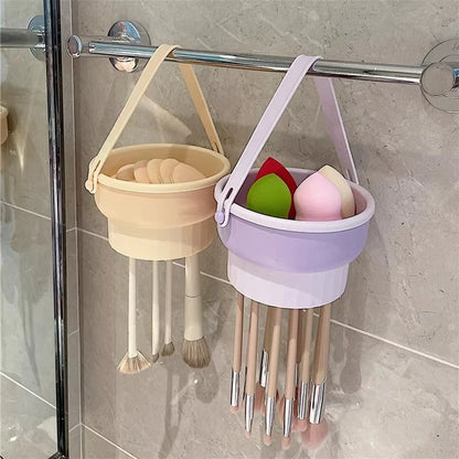 1PCS Silicone Makeup Brush Cleaning Bowl - Make-up Egg Drying Tool Set with Powder Puff Washer - Sponge Storage Artifact