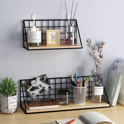 Creative Wall-Mounted Shelves – Iron Hanging Baskets for Bedroom Storage and Organization