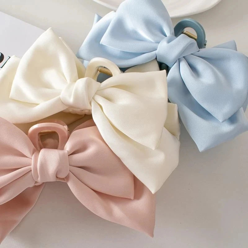 Fashion Women Bow Hairpin - Korean Version of Solid Color Butterfly Satin Hair Clips, Girls Hair Accessories Headwear