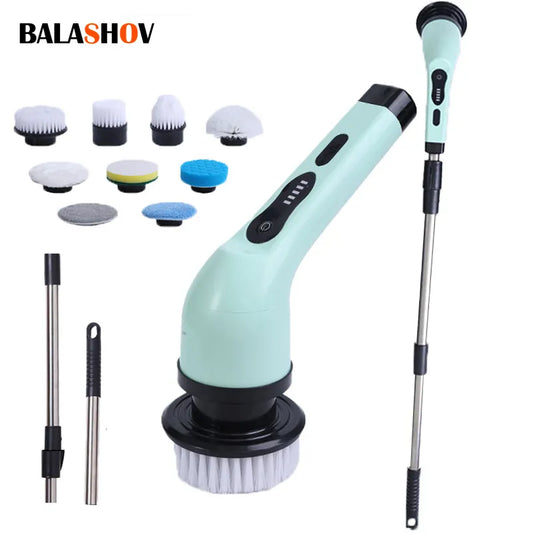 9-in-1 Electric Spin Cleaning Scrubber - Multifunctional Electric Cleaning Tools for Kitchen, Bathroom, and Parlour - Handy Cleaning Gadgets