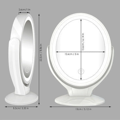 Double-Sided 1X/7X Magnifying LED Makeup Mirror with Light - USB Rechargeable, 360° Rotating Freestanding Design