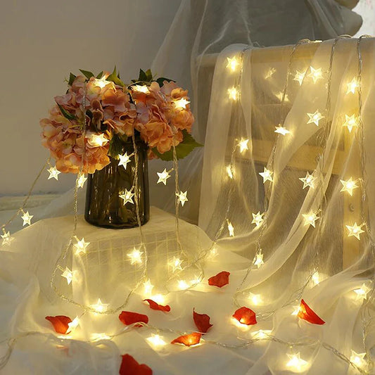 USB Battery-Powered Star String Lights – LED Fairy Lights for Christmas, New Year, Wedding, Party and Camping Decor