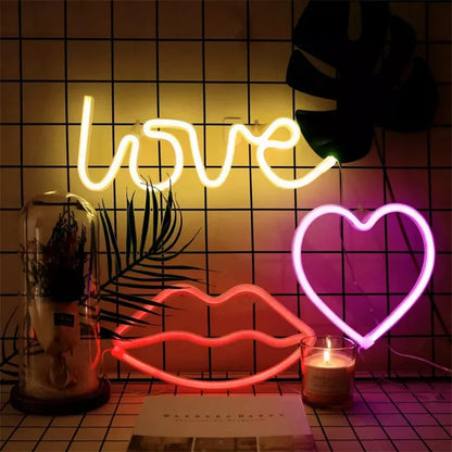 Heart Shape LED Neon Light Sign – Wall Mounted Night Light for Valentine's Day, Weddings, Bar, Bedroom and Living Room Decor