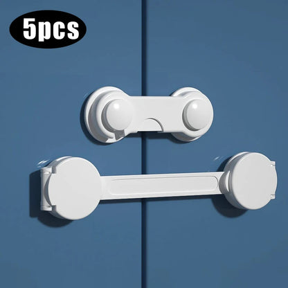 Multi-Function Security Protection Locks - Baby Safety Cabinet Drawer Door Buckle, White Toilet Refrigerator Lock - 5Pcs/Lot