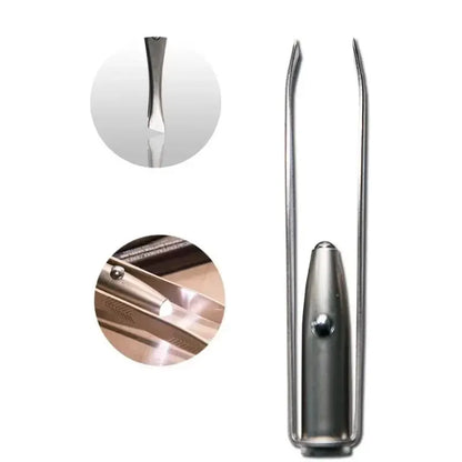 Portable Stainless Steel Eyebrow Hair Removal Tweezer - Smart Design with LED Light Makeup Tool