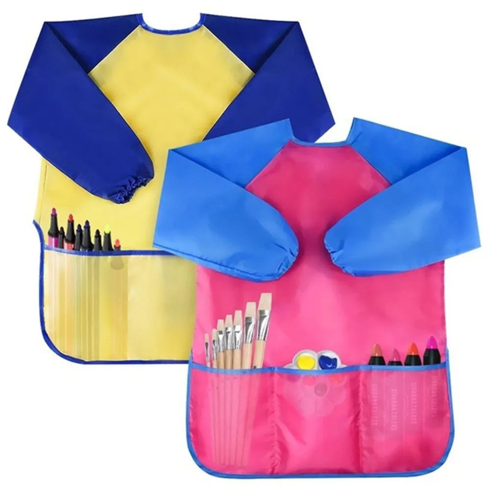 Colorful Long Sleeve Baby Bibs - Durable Waterproof Toddler Feeding Apron