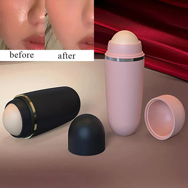 Face Oil Absorbing Roller: Volcanic Stone Oil Absorber Skin Care Tool - Washable Facial Makeup Tool for Oil Removal