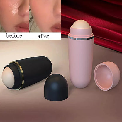 Face Oil Absorbing Roller: Volcanic Stone Oil Absorber Skin Care Tool - Washable Facial Makeup Tool for Oil Removal