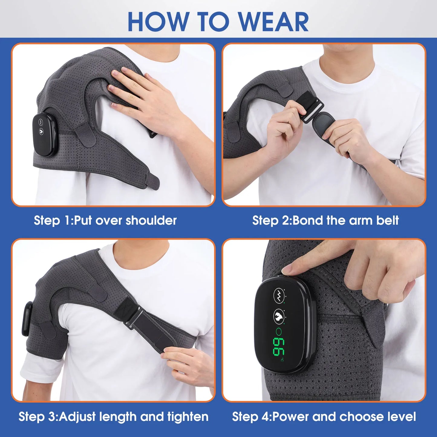 Electric Heating Therapy Shoulder Brace - Adjustable LED Heating Belt for Arthritis Joint Injury Relief - Shoulder Massage Support for Comfortable Therapy