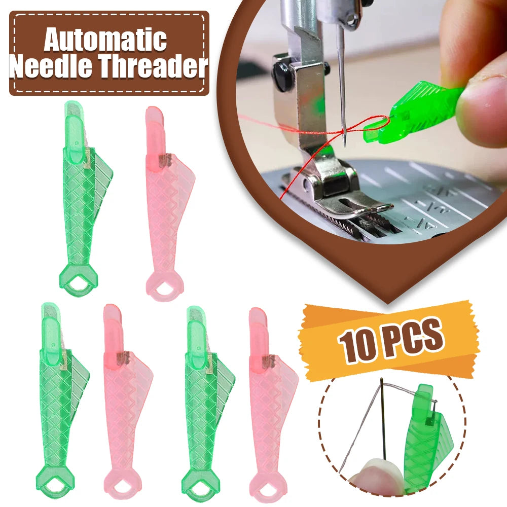 10PCS Auto Needle Threader: Fish Type Wire Loop DIY Threader for Sewing Embroidery Machine - Fast and Simple Needle Threading