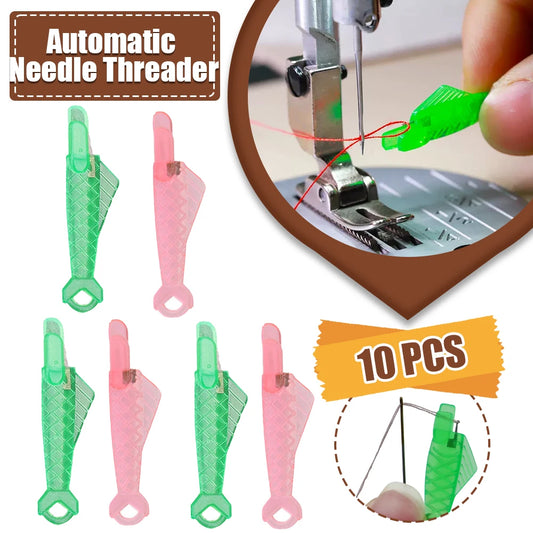 10PCS Auto Needle Threader: Fish Type Wire Loop DIY Threader for Sewing Embroidery Machine - Fast and Simple Needle Threading