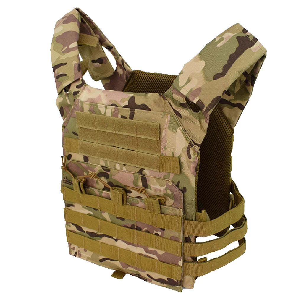 Tactical Vest Waterproof Body Armor - Lightweight JPC Molle Plate Carrier, Outdoor Hunting and Security Gear for CS Game and Jungle Use