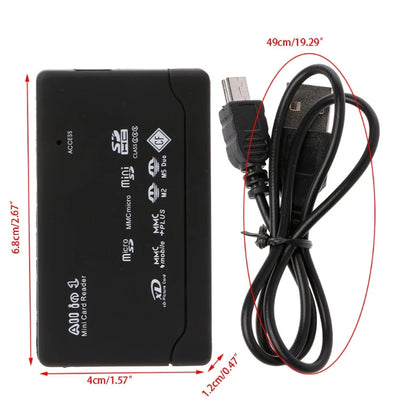 7-in-1 All-In-One Memory Card Reader – External USB, Supports SDHC, M2, MMC, XD, CF – Flash Memory Card Reader and Writer