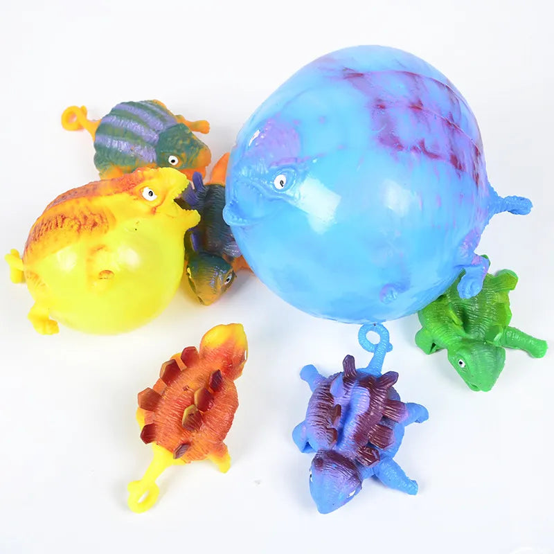 Kids Funny Blowing Animals: Inflatable Dinosaur Vent Balls - Antistress Hand Balloon Fidget Toys for Party Games & Sports, Children's Gift