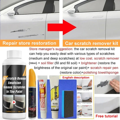 Auto Scratch Remover Kit - Swirl Remover, Polishing Compound for Scratches, Body Repair, Anti-Scratch Wax, Car Care Tools