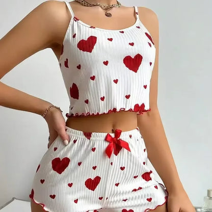 Summer Women's Pajama Set - Sexy Casual Two-Piece Camisole and Shorts Homewear Suit