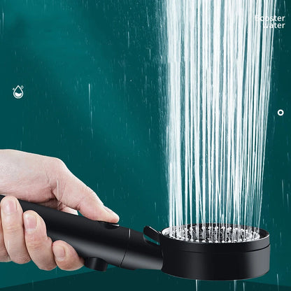 5 Mode Adjustable High Pressure Shower Head – One-Key Stop Water Massage, Water-Saving Black Bathroom Accessory