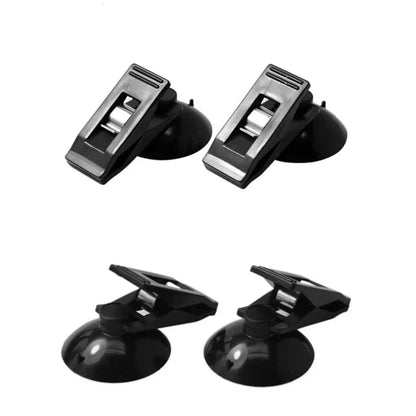 1 Pair Black Suction Cap Clip Car Interior Window Mount - Removable Holder for Sunshade, Curtain, Towel, Ticket