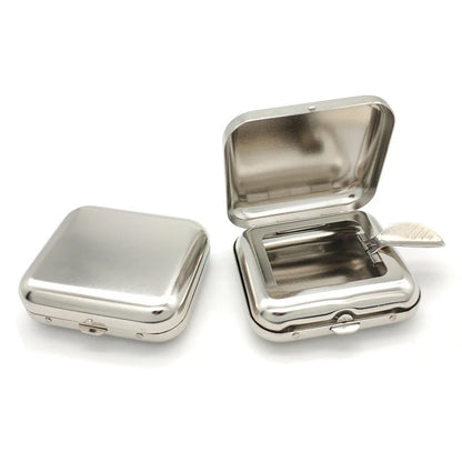 N2HAO Smallsweet Pocket Ashtray - Stainless Steel Square Metal Ash Tray with Lid, Portable and Convenient for On-the-Go Use